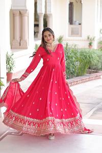 ชุดเดรส Anarkali ผ้าไหมวิชิตราคุณภาพดีเยี่ยม พร้อมงานปักเลื่อม สำหรับผู้หญิง เหมาะสำหรับงานพิเศษและงานแต่งงาน - Product Image 4