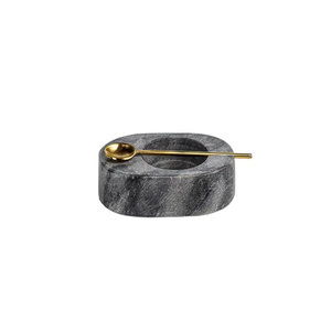 Juego de cuencos de sal y pimienta de mármol sólido con cuchara de metal, vajilla hecha a mano, juego de cuencos de almacenamiento de azúcar y especias - Product Image 6