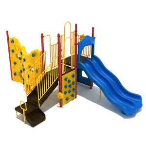 Set Swingset permainan rumah pohon, set rangka mendaki anak-anak, tempat tidur gantung dinding tangga batu untuk taman bermain
