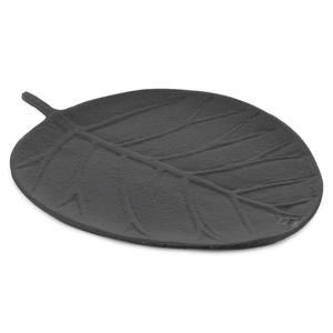 Plateau de service élégant en métal en forme de feuille, finition noire, plat décoratif pour centre de table, plateau de fête, grand plateau de cuisine - Product Image 3