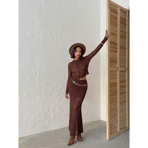 Chemise transparente marron à manches longues pour femmes - Produit en gros - Product Image 3