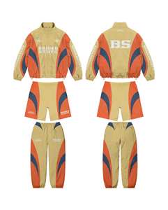 Custom Design High Quality 3 Piece Sets 100% Cotton Winter Fleece Breathable Printed Jacket <b>Shorts</b> <b>Trouser</b> Stand Collar Zipper - Product Image 6