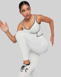 Mallas deportivas de compresión de cintura media para mujer, bolsillos, venta al por mayor, tela de punto estampada, estilo informal, ropa deportiva para gimnasio para Yoga - Product Image 4