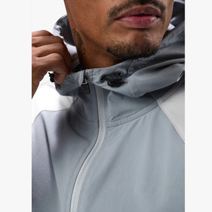 Chaqueta cortavientos de gimnasio ligera personalizada para hombre con capucha y cremallera frontal con patrón sólido de talla grande Technics impresos - Product Image 4