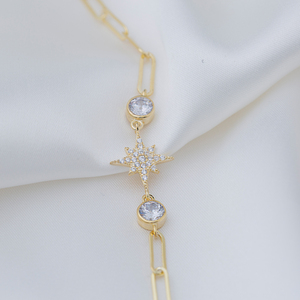 North Star <b>Charm</b> <b>Bracelet</b> Shiny Zircon Stone Design Turkish Handmade Wholesale 925 Sterling <b>Silver</b> Jewelry - Product Image 4