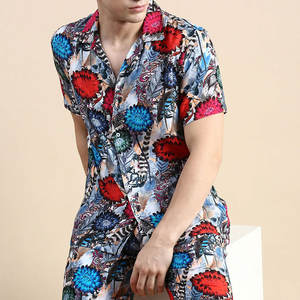 Ensemble T-shirt et short légers d'été pour homme, respirant, en polyester/coton tricoté, col montant, style Hip Hop, service OEM - Product Image 4