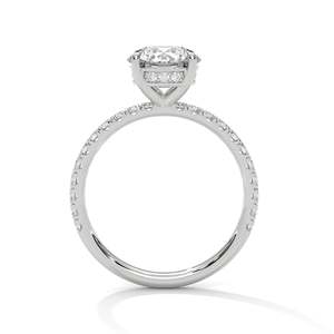 Bague de fiançailles solitaire ronde en diamant de laboratoire, or massif ou argent 925, sertissage pavé à 4 griffes, personnalisable 10K 14K 18K - Product Image 6