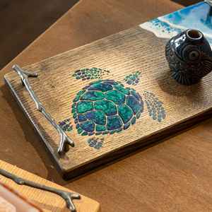 Vajilla decorativa rectangular de madera maciza Real Natural para servir fruta, plato de postre, bandeja para servir café, bandeja para servir café - Product Image 4