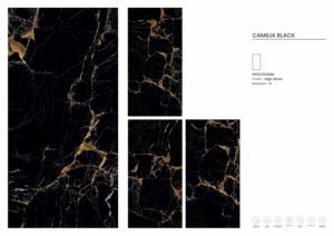 กระเบื้องพอร์ซเลนเคลือบเงาคุณภาพพรีเมียม ขนาด 600x1200 มม. สีดำคามิเลีย - Product Image 2