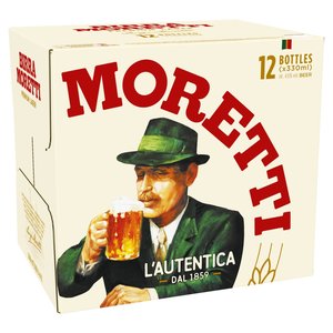Cerveza Lager Premium Moretti, Caja de 12 Botellas de 330 ml, 4.6% Vol., Estilo Italiano, Caja de Cerveza Pálida - Product Image 1