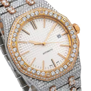 Montre en acier inoxydable de qualité supérieure en édition limitée, entièrement sertie de diamants Leb, design luxueux avec un look élégant, mouvement, éclat époustouflant - Product Image 5