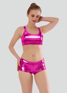 ชุดว่ายน้ำบิกินี่ทรงสามเหลี่ยมแบบมินิ สายเดี่ยว ผ้าเมทัลลิกเงาหรูหรา ดีไซน์ไมโครพุช วีสตริง 2 ชิ้น ผ้ายืดสแปนเด็กซ์/โพลีเอสเตอร์ - Product Image 3