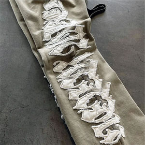 New Arrival Trending Style Straight Leg Jogging <b>Distressed</b> Embroidery Hoodies Sweatpants Washable Flared Tracksuits Printed - Product Image 4