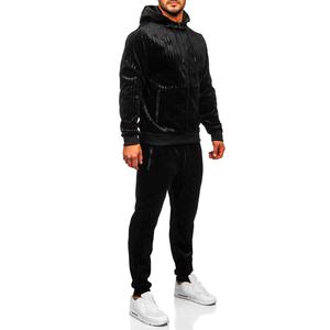 Nouveaux ensembles de survêtements en velours noir pour hommes, streetwear, qualité supérieure, sur mesure, ensembles de jogging hip-hop, capuche ajustable élégante, ensemble imprimé - Product Image 4