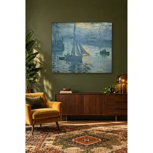Impresión en lienzo de Fida Claude Monet: Amanecer en un puerto neblinado - Product Image 2