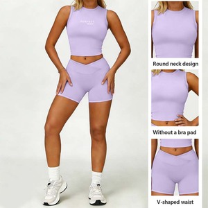 <b>Women's</b> 2-Piece Yoga Set Breathable Spandex Seamless <b>Crop</b> Top & Mid Waist <b>Leggings</b> Print Pattern Fitness Wear - Product Image 5