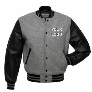 Chaqueta Varsity de Lana para Hombre con Mangas de Cuero, Chaqueta de Béisbol Universitaria Personalizada, Servicio OEM y ODM - Product Image 1