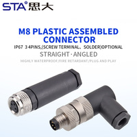 Conector de Aviación M8 de 3, 4, 5, 6 y 8 Pines, Ensamblaje de Conector de Sensor, Cable de Soldadura, Conector Recto en Ángulo, Conector Impermeable con Tornillo para Cableado