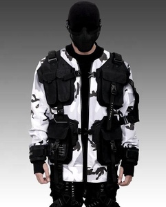 Vente en gros Veste de mode personnalisée Cyberpunk Techwear pour hommes Veste coupe-vent imperméable à capuche noire Streetwear OEM - Product Image 2