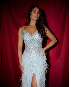 ชุดเดรสยาวแขนกุดติดเพชรชุดเดรสสีขาวสำหรับงานแต่งงานงานราตรีทางการสำหรับงานปาร์ตี้ - Product Image 4