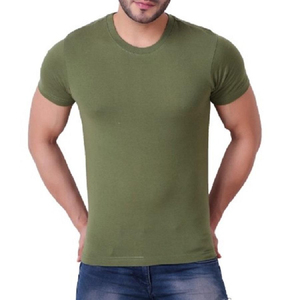 เสื้อยืดคอกลมแขนสั้นผู้ชาย สีพื้น ผ้าฝ้าย ทรงปกติ สวมใส่สบาย ผ้าเจอร์ซีย์ถัก ย้อมสีเขียวอมฟ้า - Product Image 6