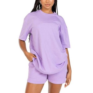 Ropa informal para mujer, conjunto de ropa de calle de 2 piezas, Algodón ligero, transpirable, patrón sólido, logotipo personalizado, servicio OEM disponible - Product Image 6