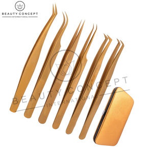 Vente en gros de pinces à cils en or rose OEM, ensemble de pinces à cils avec logo laser personnalisé, par concept de beauté écologique - Product Image 2