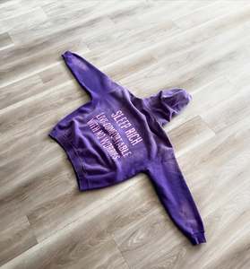 Personnalisé Vintage Délavé Soleil Hoodies Hommes Personnalisé Épais Coton Surdimensionné Impression Logo Distressed Hoodie pour Hommes - Product Image 2