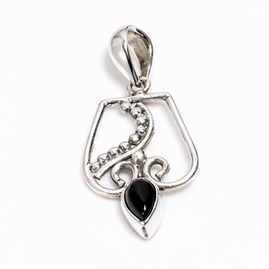 Pendentif artisanal en onyx noir Celestial Drop - Product Image 1