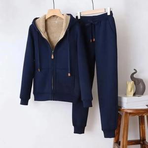 Chándal de mujer Otoño Invierno Sudaderas con capucha cálidas Trajes superiores Sudaderas con capucha casuales y pantalones para correr Trajes Pantalones de chándal Conjuntos de 2 piezas - Product Image 2