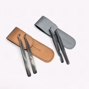 Pinzas de extensión de pestañas de gran volumen con logotipo personalizado de MOQ bajo al por mayor punta de fibra de acero inoxidable sostenible de plasma negro sólido - Product Image 2