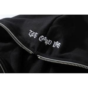 Sudadera con capucha para hombre con cremallera de relleno elegante moda informal delgada de gran tamaño moderno liso sólido 100% algodón poliéster ropa de lana - Product Image 5