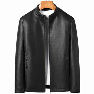 Conception personnalisée la plus populaire saison d'hiver en cuir de vachette véritable de qualité veste en cuir pour hommes doux confortable solide noir grande taille - Product Image 2
