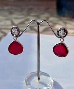 Pendiente de rubí de Plata de Ley 925, hermoso pendiente de mujer. - Product Image 4