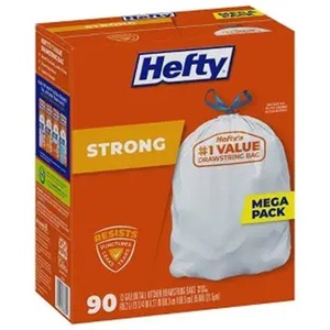 ถุงขยะแบบมีเชือกผูกสำหรับครัว ขนาดใหญ่ แข็งแรง ทนทาน ยี่ห้อ Hefty ขนาด 13 แกลลอน บรรจุ 90 ใบ ขายดี - Product Image 2