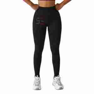 Leggings de sport pour femmes de haute qualité, taille haute, couleur unie, en spandex/nylon, respirants et à séchage rapide - Product Image 5