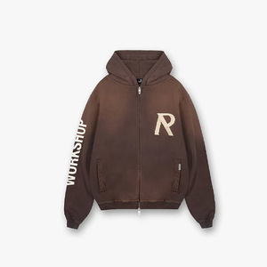 เสื้อฮู้ดผ้ากรดซักพร้อมเย็บปักถักร้อยเสื้อฮู้ดแนวสตรีทโอเวอร์ไซส์สไตล์วินเทจ - Product Image 1