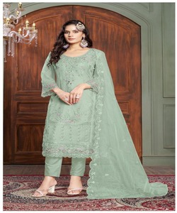 Vêtements islamiques robe modeste élégante en lin Abaya de Dubaï Abaya d'hiver pour femmes musulmanes ensemble de 3 pièces Salwar Suit Kameez - Product Image 1