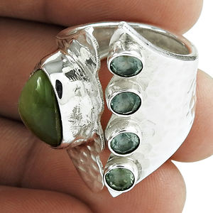 Malachite naturelle Améthyste Gemme Artisan Look Style Ethnique Bague Unique Argent Sterling Oxydé 925 Bijoux Indiens Faits à la Main - Product Image 6