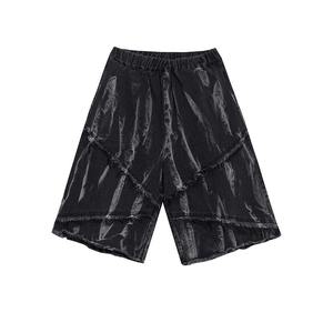 Ensemble de shorts délavés à l'acide de style rue pour hommes, survêtement écologique avec logo personnalisé des fabricants - Product Image 1