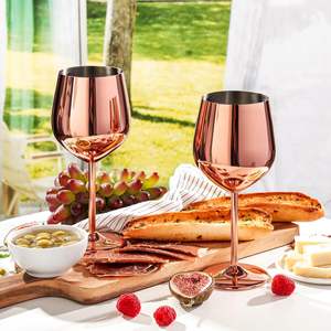 Stainless Steel Metal Wine <b>Glass</b> Copper Finish Shatter Proof Stemmed Wine Goblet for Bar and Home Use - Product Image 2