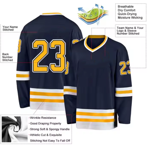 Venta al por Mayor de Camisetas de Hockey sobre Hielo Sublimadas Personalizadas, Transpirables, con Malla, Últimos Diseños, Logotipo Impreso, Nombre del Equipo OEM, Patrón en Blanco - Product Image 4