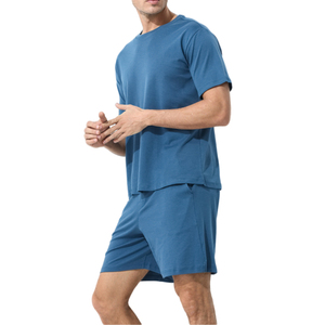 ¡Novedad de 2025! Pijama corto con estampado sólido hecho a medida para hombre, ropa de dormir transpirable de algodón de bambú suave para estilo informal de otoño - Product Image 3