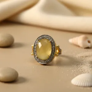 Pendientes Largos de Zafiro Amarillo para Mujer, Joyería con Colgante Chapado en Oro - Product Image 2