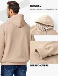 เสื้อฮู้ดลำลองผ้าฝ้าย100% สีพื้นสำหรับผู้ชายใส่ได้พอดีกับกระเป๋าดีไซน์แห้งเร็วและระบายอากาศได้ดีสำหรับฤดูหนาว - Product Image 4