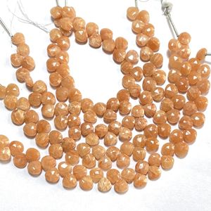 Perles Briolette en forme de coeur à facettes en amazonite orange perles de pierres précieuses naturelles en gros pour l'utilisation de bijoux - Product Image 2