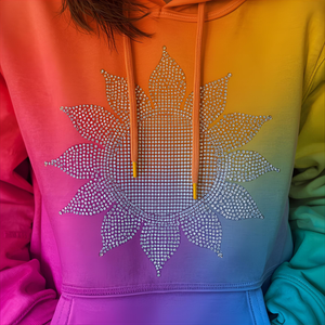 Pull à capuche en polaire personnalisé Sun Fade Rhinestone avec embellissements à paillettes et options OEM/ODM acceptant la personnalisation - Product Image 4