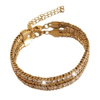 Bracelets de luxe en acier inoxydable plaqué or 18 carats avec cristaux et strass géométriques, tendance, simples et haut de gamme, vente en gros