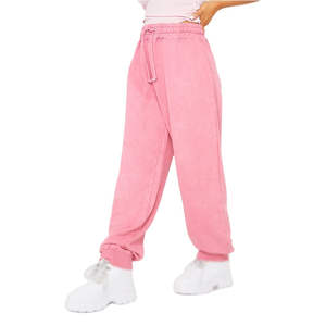 Pantalones Deportivos de Algodón Rosa de Cintura Alta Personalizados para Mujer, Cómodos, Casuales, para Entrenamiento, con Cordón, Nuevo Diseño - Product Image 2