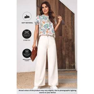 Vaqueros anchos de mezclilla color crema para mujer, de lujo, de cintura alta, ecológicos, duraderos, elásticos, estilo urbano, a la moda, tallas 26-40 - Product Image 4